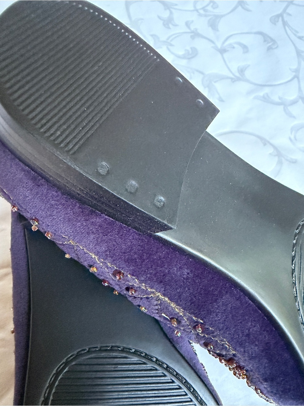 Women’s Purple Velvet Beaded Flats Coldwater Creek Sz 8.5 - Picture 8 of 11